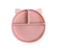 ebebek baby plus | Cat Shaped Silicone Suction Plate for Babies | 3-Section Divided Plate | Strong Suction Base | Non-Slip BPA-Free | Weaning & Toddler Feeding | Microwave & Fridge Safe (Lilac)