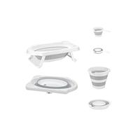 ebebek baby plus Foldable Bathtub Set 3 Pcs | Baby Bath Set Foldable Bathtub with Buckets | Non-Slip Support Leg, Collapsible Tub for Toddler Baby Kids Bathing Set