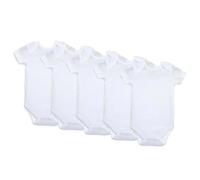 ebebek HelloBaby Baby Bodysuits 5 PCS - Bodysuit for Boys and Girls Newborn - Infant Toddlers Bodysuit Onesies - White Baby Bodysuits (White - Short Sleeve, 6 Months)