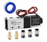 EBEIZZI Pneumatic Solenoid Valve Air Solenoid Valve DC12V/DC24V/AC110V Series Single Coil Pilot-Operated Electric 2 Position 5 Way Connection,DC24V/Out of line,3/8"NPT