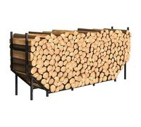 Ebeneze 5.9ft Firewood Rack Holder, Outdoor Indoor Heavy Duty Metal Wood Stand, Adjustable Stacker Fireplace Lumber Organizer, Bottom Widening for Deck Patio Logs Storage Carrier Tool, Black