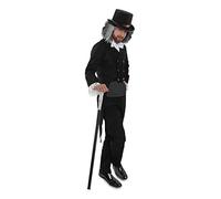 Ebenezer Scrooge Christmas Costume - XX-Large - Black Victorian Jacket, Top Hat, Grey Wig, Silver Cane and White Gloves - Victorian Man Christmas Fancy Dress Costume