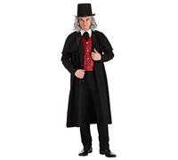 Ebenezer Scrooge Costume for Adults Victorian Miser Outfit with Jacket, Vest, Cravat, and Hat