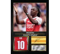 Eberechi Eze Printed Signed Poster - Arsenal FC & England Midfielder Tribute Wall Art with Jersey - Premier League Football Memorabilia for Fans & Collectors, A4 Poster + Black Frame