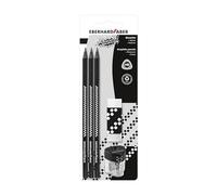 Eberhard Faber 510196 510196 Winner Set with Triangular Pencil Hardness HB, an Eraser and Double Sharpener with Lockable Chipboard Container, Ideal for School, Leisure and Office, Various