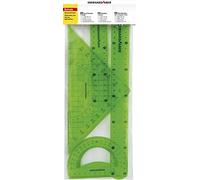 Eberhard Faber 570005 Geometry Set with 2 Rulers 15 cm 30 cm Protractor and Protractor 22 cm Long Plastic Very Shatterproof Ideal for School, Leisure and Office Use Green