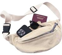 EBERHARD FABER 577672 - Bum Bag Corduroy Beige, Belt Bag with Large Main Compartment and Front Compartment, Women's Shoulder Bag