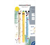 Eberhard Faber 582184 - Erasable rollerball pen, 3 Animal Erase it summer patterns, blue gel pen 0.7 mm