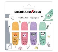 Eberhard Faber Animal Mini Highlighters, Box of 4 Colours, Coloured Pens, Marking, Document, Books, School, Work, University, Office, Teacher Student Supplies, Stationery Set, Party Bag Fillers