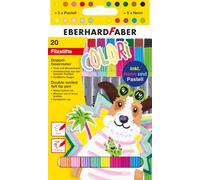 Eberhard Faber Colori 20 Felt Tip Pens Set, Multicolored, HB, Ambidextrous, Click-Off Cap, Water-Based Ink, Not Water Resistant, Multicolor, Multipurpose, Drawing, Painting, Colouring