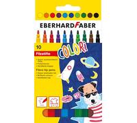 Eberhard Faber Colori Felt-Tip Pens, Cardboard Box of 10 Coloured Markers, Brilliant Coloured Markers, School Home Use, Writing, Colouring, Fibre Tip Coloured Pens, Party Bags Fillers, Coloring Fun