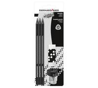 Eberhard Faber 510196 510196 Winner Set with Triangular Pencil Hardness HB, an Eraser and Double Sharpener with Lockable Chipboard Container, Ideal for School, Leisure and Office, Various
