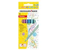 Eberhard Faber 551009 Glitter Felt Tip Pens Pastel 8 Colouring Pens with Thin Tip in Cardboard Case