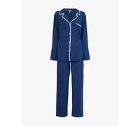 Eberjey Womens Eberjey Frida Contrast-Piping Stretch-Jersey Pyjamas Navy/Ivory XL