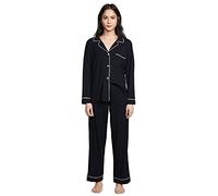 Eberjey Women's Gisele Two-Piece Long Sleeve & Pant Pajama Sleepwear Set, Black, Small