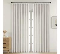 Ebesto Extra Wide Natural Pinch Pleated Curtains 84 Inches Long 2 Panels, Faux Linen Thick Textured Window Curtains, Light Filtering Farmhouse Drapes for Patio Sliding Glass Door, 2x60Wx84L Inches