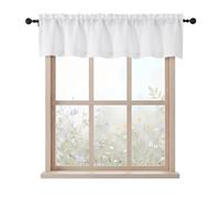 Ebesto White Valance for Windows - Thick Textured Fabric Light Filtering Small Window Valance Kitchen Curtain, Dual Rod Pocket Short Curtain for Cafe Basement Bathroom, 1 Panel, 60Wx12L Inches