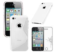 ebestStar - compatible with iPhone 4 Case iPhone 4S Ultra Thin S-line Cover, Soft Flexible Silicone Gel, Transparent + Tempered Glass Screen Protector [iPhone: 115.2x58.6x9.3mm 3.5"]