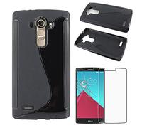 ebestStar - compatible with LG G4 Case H815, G4 Dual-LTE Ultra Thin S-line Cover, Soft Flexible Silicone Gel, Black + Tempered Glass Screen Protector [G4: 149 x 76.2 x 9.8mm, 5.5'']