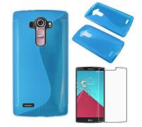 ebestStar - compatible with LG G4 Case H815, G4 Dual-LTE Ultra Thin S-line Cover, Soft Flexible Silicone Gel, Blue + Tempered Glass Screen Protector [G4: 149 x 76.2 x 9.8mm, 5.5'']