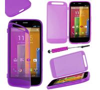 ebestStar - compatible with Motorola Moto G Case XT1032 [Soft Silicone] Wallet Cover, Shock Absorption full flexible protector + Mini Stylus, Purple [Phone: 129.9 x 65.9 x 11.6mm, 4.5'']