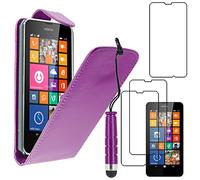 ebestStar - compatible with Nokia Lumia 630 Case Slim Protective PU Leather Cover, Shock proof Full protection + Mini Stylus +3 Films, Purple [Lumia 630: 129.5 x 66.7 x 9.2mm, 4.5'']