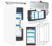 ebestStar - compatible with Nokia Lumia 735 Case Lumia 730 dual Wallet Case PU Leather Flip Cover with Card Slot Holder + Stylus +3 Films, White [Phone: 134.7 x 68.5 x 8.9mm, 4.7'']