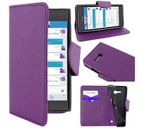 ebestStar - compatible with Nokia Lumia 735 Case Lumia 730 dual Wallet Case PU Leather Flip Cover with Card Slot Holder, Purple [Phone: 134.7 x 68.5 x 8.9mm, 4.7'']