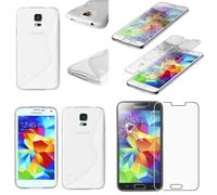 ebestStar - compatible with Samsung Galaxy S5 Case G900F, S5 New G903F Neo Ultra Thin S-line Cover, Flexible Silicone Shock proof, Transparent + Tempered Glass Protector [S5: 142x72.5x8.1mm 5.1'']