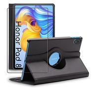 ebestStar - for Honor Pad 8 Case, Cover 360 Rotating Protection, PU Leather, Black + Glass Screen Protector
