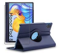 ebestStar - for Honor Pad 8 Case, Cover 360 Rotating Protection, PU Leather, Dark Blue + Glass Screen Protector