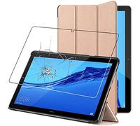 ebestStar - for Huawei MediaPad M5 Lite 10.1 Case Tablet 10.1, Smart Cover Magnetic Flip Protection, PU Leather, Gold + Glass Screen Protector