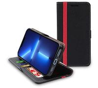 ebestStar - for iPhone 13 Pro Max Wallet Case, Magnetic Flip Cover Protection, PU Leather Card Holder, Black/Red