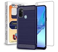 ebestStar - for Oppo A53S Case A53, Cover Protection Carbon Design, Premium Soft TPU, Dark Blue + Glass Screen Protector