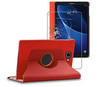 ebestStar - for Samsung Galaxy Tab A6 Case Tab A 10.1 (2018, 2016) T580 T585, Cover 360 Rotating Protection, PU Leather, Red + Glass Screen Protector