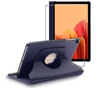 ebestStar - for Samsung Galaxy Tab A7 10.4 Case T505 (2022, 2020), Cover 360 Rotating Protection, PU Leather, Dark Blue + Glass Screen Protector