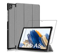 ebestStar - for Samsung Galaxy Tab A8 10.5 Case SM-X200 X205 (2021), Smart Cover Magnetic Flip Protection, PU Leather, Grey + Glass Screen Protector