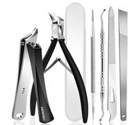 EBEWANLI Ingrown Toenail Removal Kit, 6PCS Stainless Steel Ingrown Toenail Tool, Straight Edge Oblique and Curved Slanted Nail Clippers Cutters for Ingrown Nails, Professional Pedicure Tool at Home