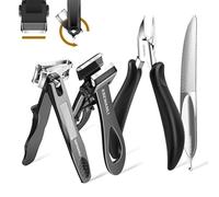 EBEWANLI Toe Nail Clippers for Seniors, Wide Jaw Straight Nail Clipper and Heavy Duty and Ingrown Toenail Clippers for Thick Toenails or Fingernail and Angled Large Nail Clippers for Men Women