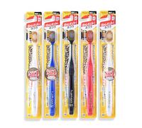 EBI-su Premium Care Toothbrush 5 Pack - Wide Head, Soft Flat-Trim Bristles for Effective Cleaning, Angled Neck for Back Teeth, Made in Japan, Adult Tooth Brush (No.62 Regular Type, Medium)