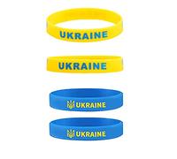 EBIEFLY 4 Pieces I Stand With Ukraine Ukrainian Bracelet Flag Color Silicone Wristband Peace Wristband No War (Yellow+Blue), 橡胶, Topaz
