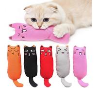 EBIEFLY 5Pcs Pet Cat Toy Contains Mint Pure Cotton Fabric for Tooth Grinding, Durable Removal, Clean Tooth Brushing, Cute Cat Mouse Shaped Gift (Black)