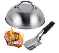EBIEFLY 9” Melting Dome, Basting Cover for Griddle Cooking Basting Dome, Basting Cover for Enhanced Flavor and Steaming Vegetables + 9.7" Spatula Steak Grill Tongs for Flipping Barbecue