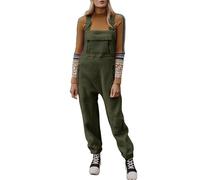 Ebifin Women's Fleece Warm Overalls Winter Loose Casual Jumpsuits with Pockets, Green, Medium