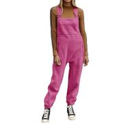 Ebifin Women's Fleece Warm Overalls Winter Loose Casual Jumpsuits with Pockets, Pink, Small