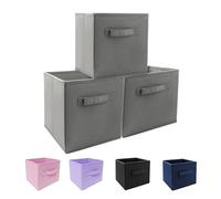 EBIGIC Mini Size 3-Pack Cube Storage Bins 9.0"x7.5"x7.5" Fabirc Foldable Closet Toy Organizer Collapsible Cloth Gray