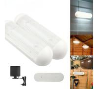 EBILUN 1 Pair Solar Powered LED Light with Pull String, Double-lamp Solar Panels forGarage Shed Garden Indoor Outdoor (White)