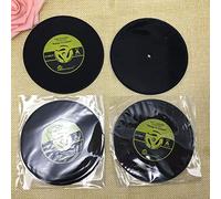 EBILUN 1pc Retro Vinyl Record CD Coaster Table Coffee DrinkCup Mat Placemat Yellow