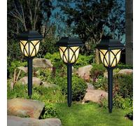 EBILUN 2/4/8PCS LED Solar Stake Lights, IP44 Waterproof Outdoor Garden Patio Pathway Lights Warm White, for Garden,Porch,Yard,Pathway,Party,Camping,BBQ (4pcs)