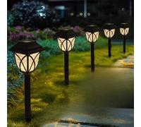 EBILUN 2/4/8PCS LED Solar Stake Lights, IP44 Waterproof Outdoor Garden Patio Pathway Lights Warm White, for Garden,Porch,Yard,Pathway,Party,Camping,BBQ (6pcs)